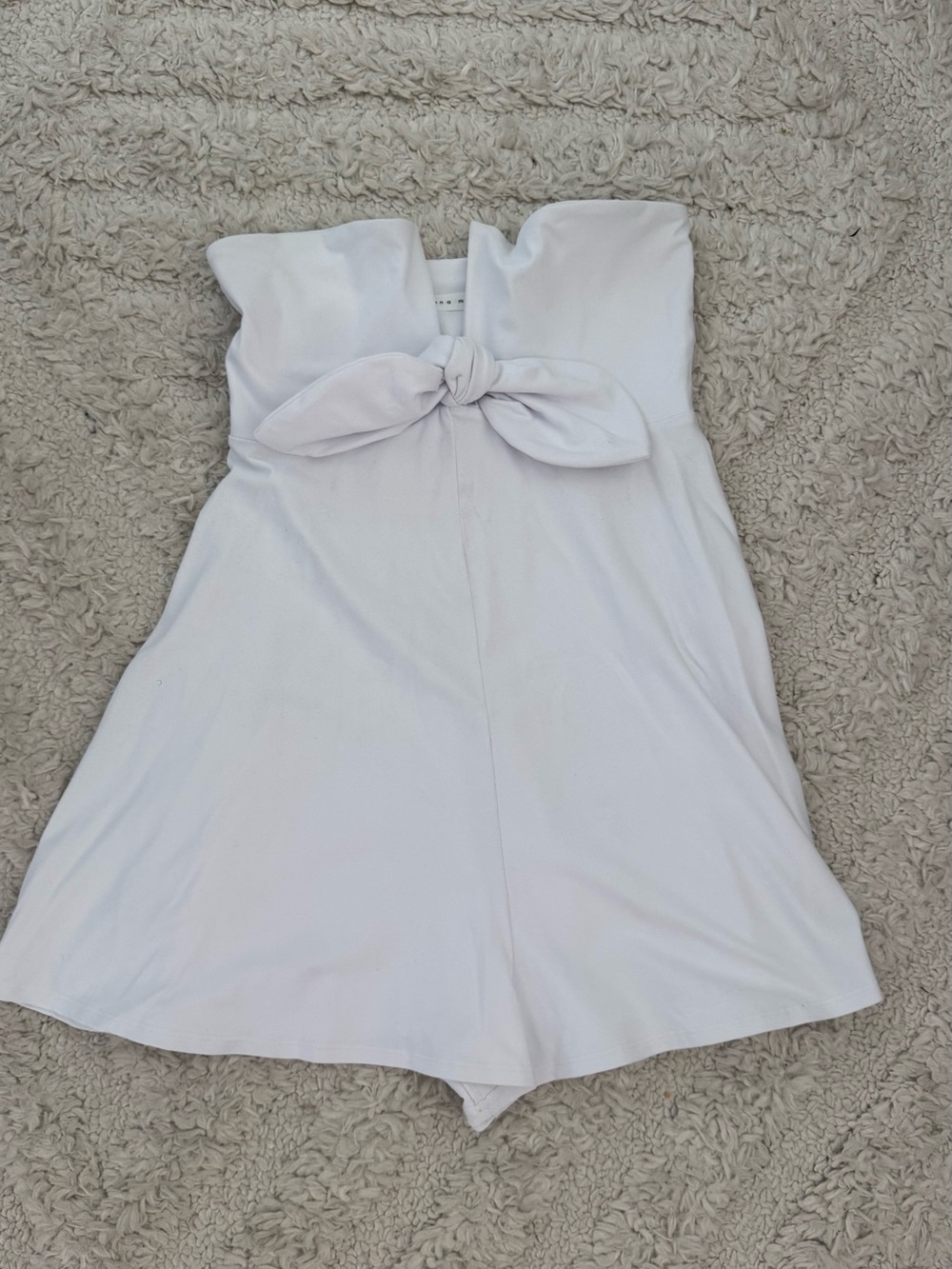 Susana Monaco White Strapless Bow Romper